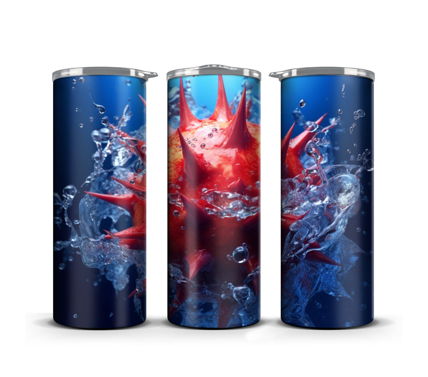 3D Fruit Tumbler Wrap Sublimation, Kiwano fruit Beach Summer Digital Print Design, Skinny 20 oz Tumbler Wrap, PNG 300dpi Commercial Use