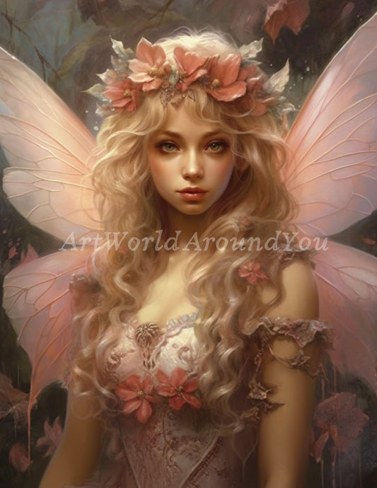 Junk Journal Poster Cover Album Angelic Fairy Digital Image Instant Download Digital Fantasy Art Printable