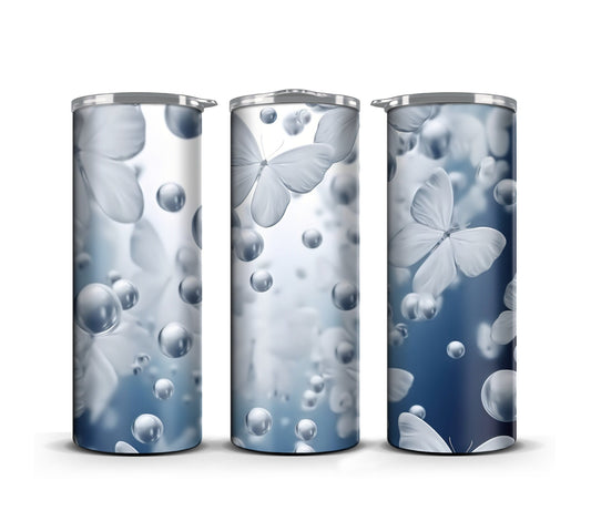 Butterflies 20 oz Skinny Tumbler Wrap Sublimation Design, Instant Digital Download PNG, Straight Tumbler Wrap, PNG 300dpi Commercial Use