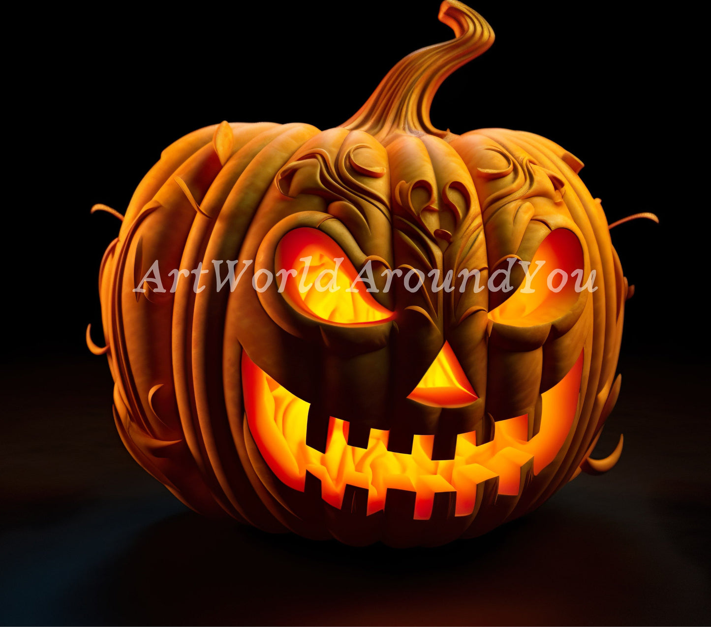 3D Halloween Pumpkin Tumbler Wrap Sublimation, Jack-O-Lantern Halloween Digital Print Design, Halloween Skinny 20 oz Tumbler Wrap