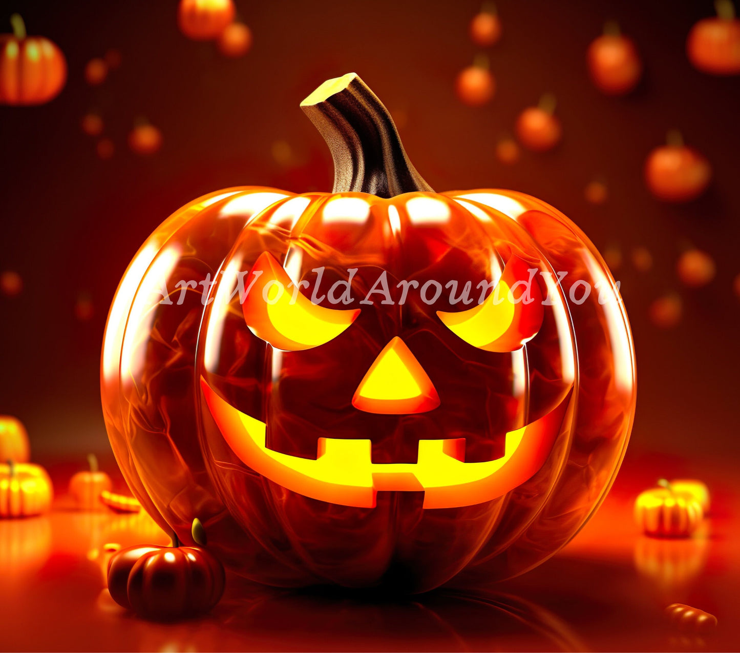 3D Halloween Pumpkin Tumbler Wrap Sublimation, Jack-O-Lantern Halloween Digital Print Design, Halloween Skinny 20 oz Tumbler Wrap