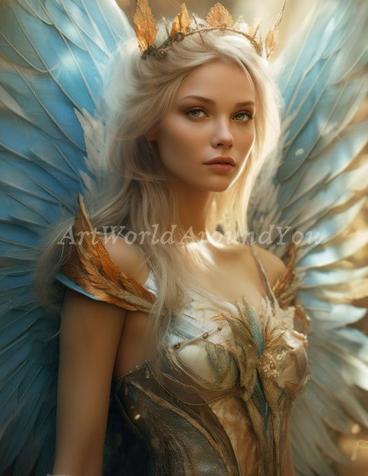 Junk Journal Poster Cover Album Angelic Fairy Digital Image Instant Download Digital Fantasy Art Printable