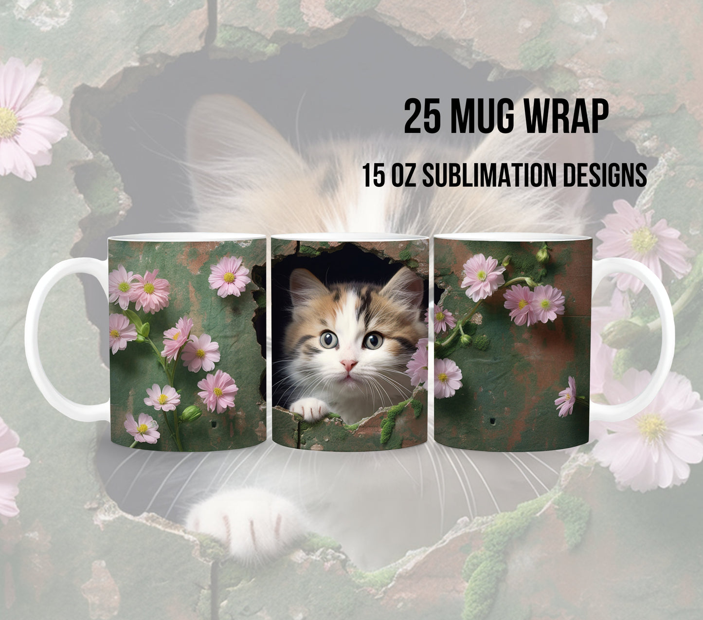 Mug Wrap 15 oz Animal Pet Sublimation Design Bundle Instant Digital Download