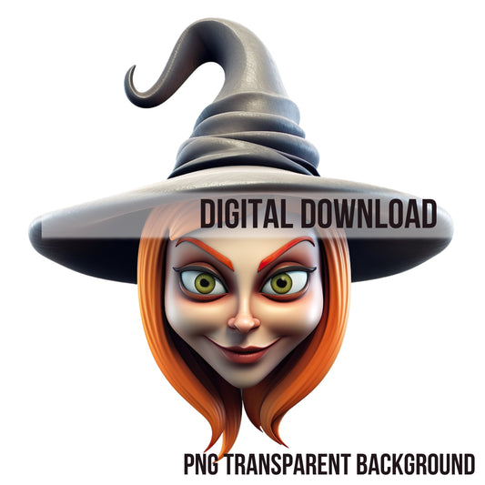 Witch Clipart PNG - 3D Halloween Witch Instant Download - Transparent Background - Digital Sublimation File - Seasonal Witchcraft Graphics