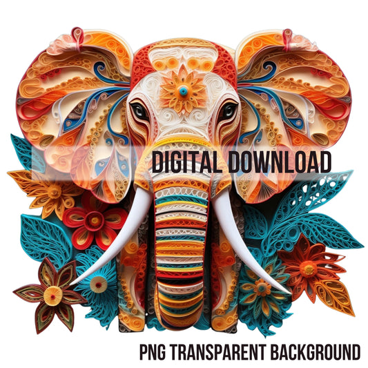 3D Elephant Instant Download PNG Digital Sublimation File Transparent Background