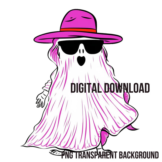 Halloween Cute Pink Ghost Instant Download PNG Digital Sublimation File Transparent Background for Print on Demand