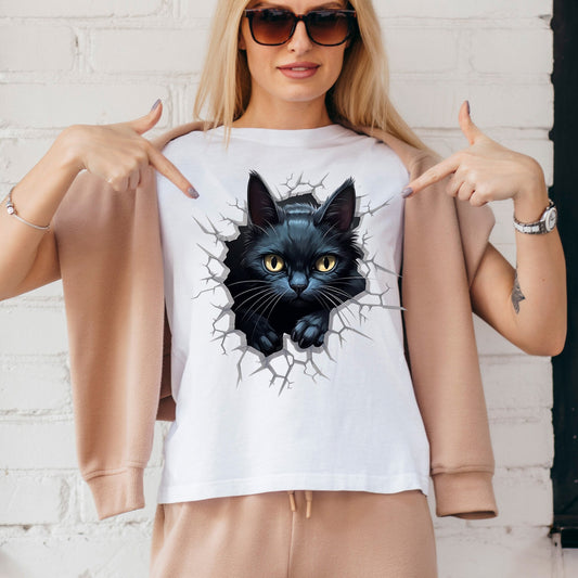 Spooky 3D Halloween Black Cat Digital Print Sublimation File - Instant Download PNG, Transparent Background for Print on Demand