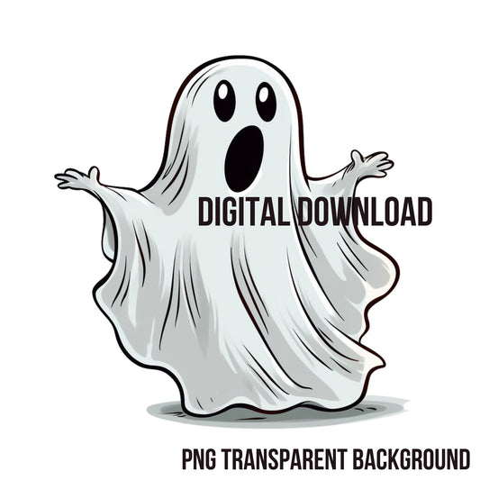 Halloween Cute Ghost Instant Download PNG Digital Sublimation File Transparent Background for Print on Demand