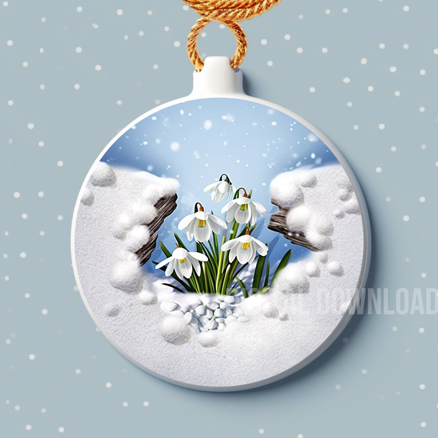 Snowdrops Tumbler Wrap, Snowdrops Mug Wrap, Printing Snowdrops Christmas cards PNG, Christmas Ornament Sublimation PNG