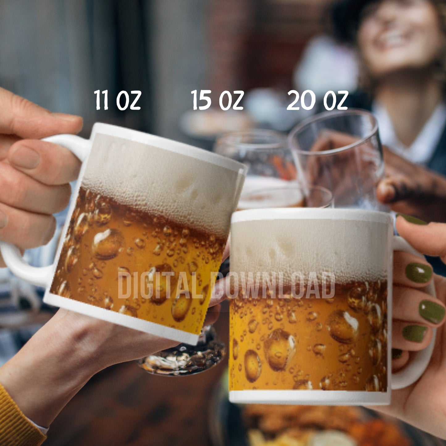 Beer Mug Wrap 3D Sublimation Design Digital Printable 11oz 15oz 20oz Cup