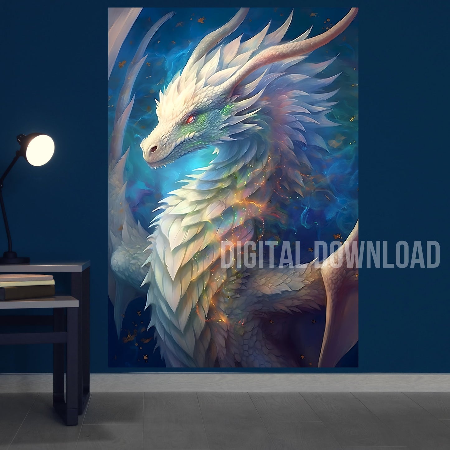 Dragons Fantasy Art Printable Poster, Fantasy Dragon Download Digital, Dragon Digital Art Prints