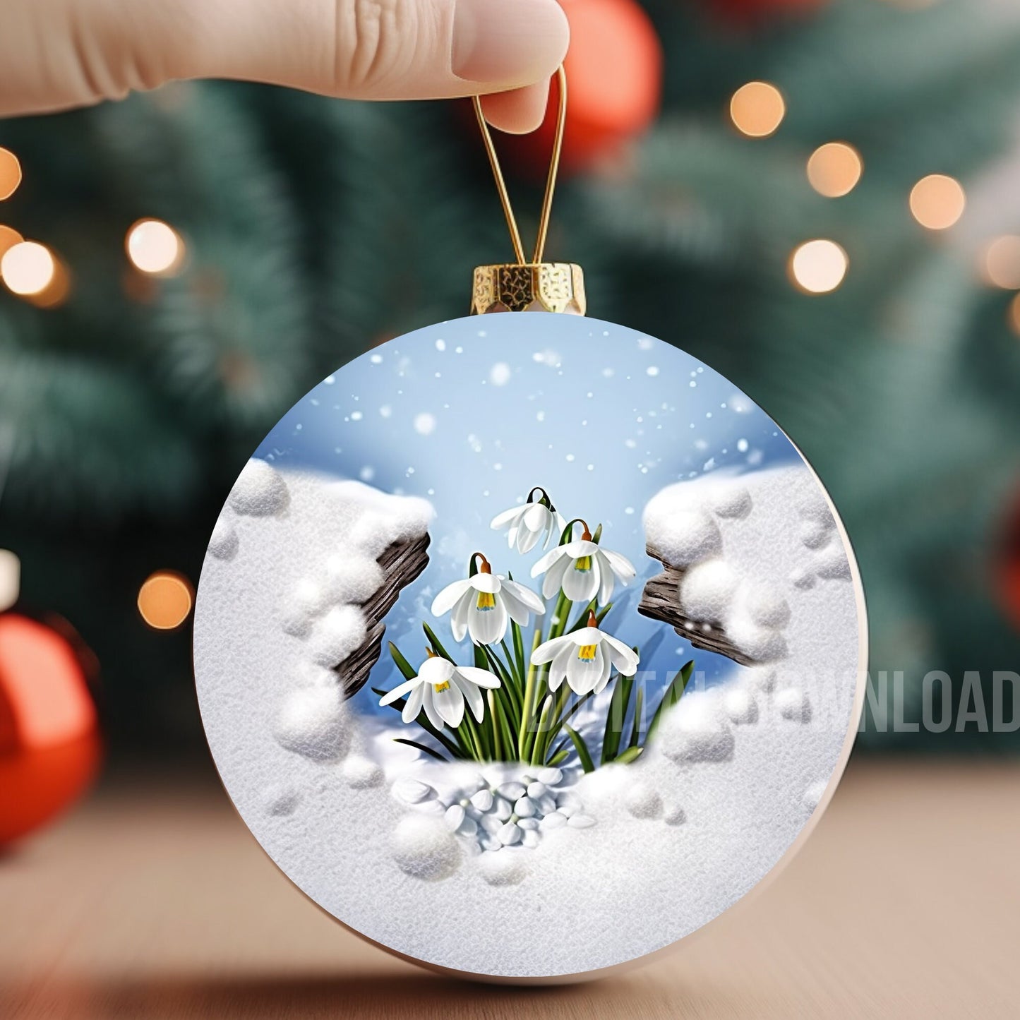 Snowdrops Tumbler Wrap, Snowdrops Mug Wrap, Printing Snowdrops Christmas cards PNG, Christmas Ornament Sublimation PNG