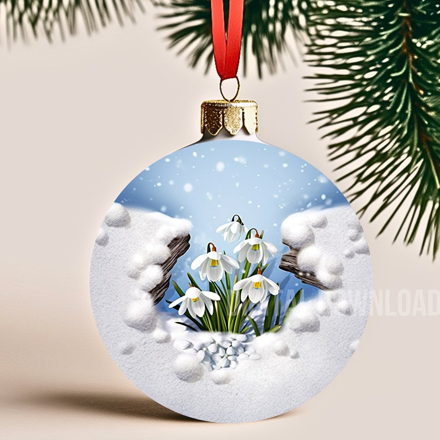 Snowdrops Tumbler Wrap, Snowdrops Mug Wrap, Printing Snowdrops Christmas cards PNG, Christmas Ornament Sublimation PNG