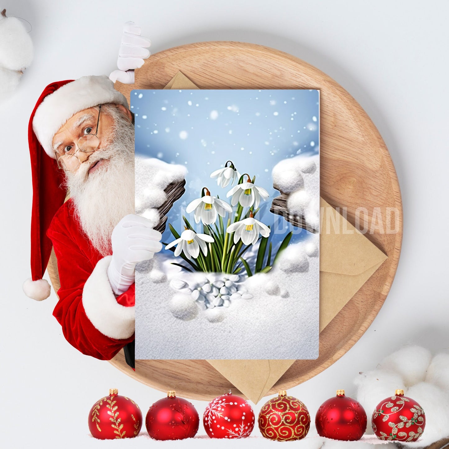 Snowdrops Tumbler Wrap, Snowdrops Mug Wrap, Printing Snowdrops Christmas cards PNG, Christmas Ornament Sublimation PNG