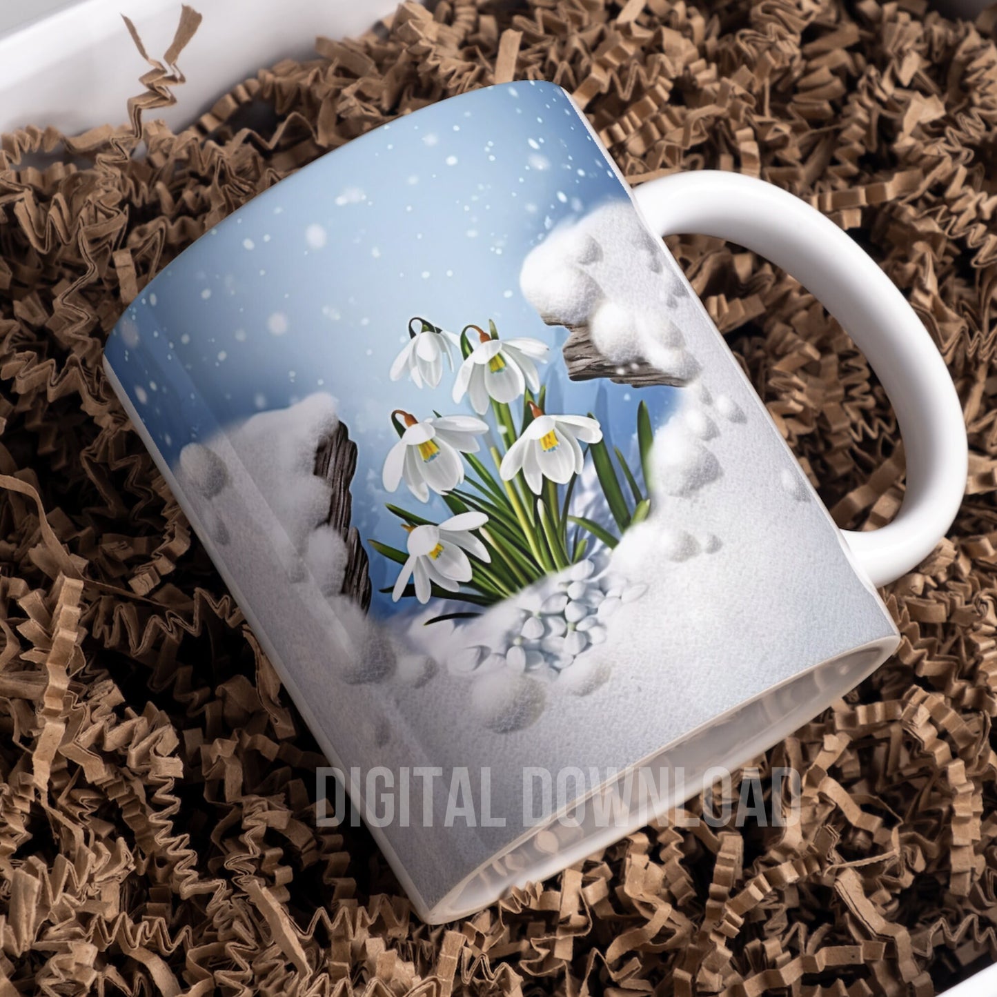 Snowdrops Tumbler Wrap, Snowdrops Mug Wrap, Printing Snowdrops Christmas cards PNG, Christmas Ornament Sublimation PNG