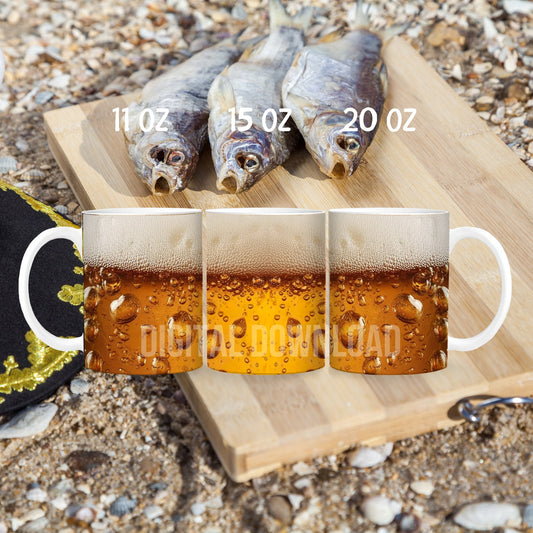 Beer Mug Wrap 3D Sublimation Design Digital Printable 11oz 15oz 20oz Cup