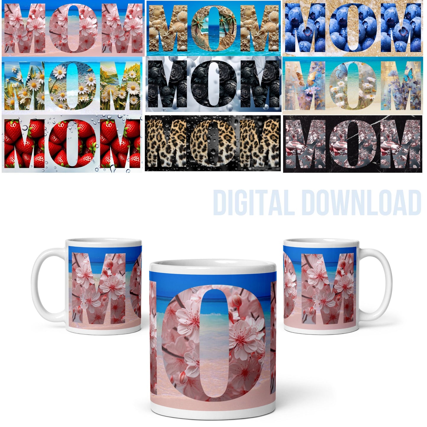 Mom Mug Wrap 11 oz Design Bundle Digital File Sublimation PNG  Mother's Day Printable