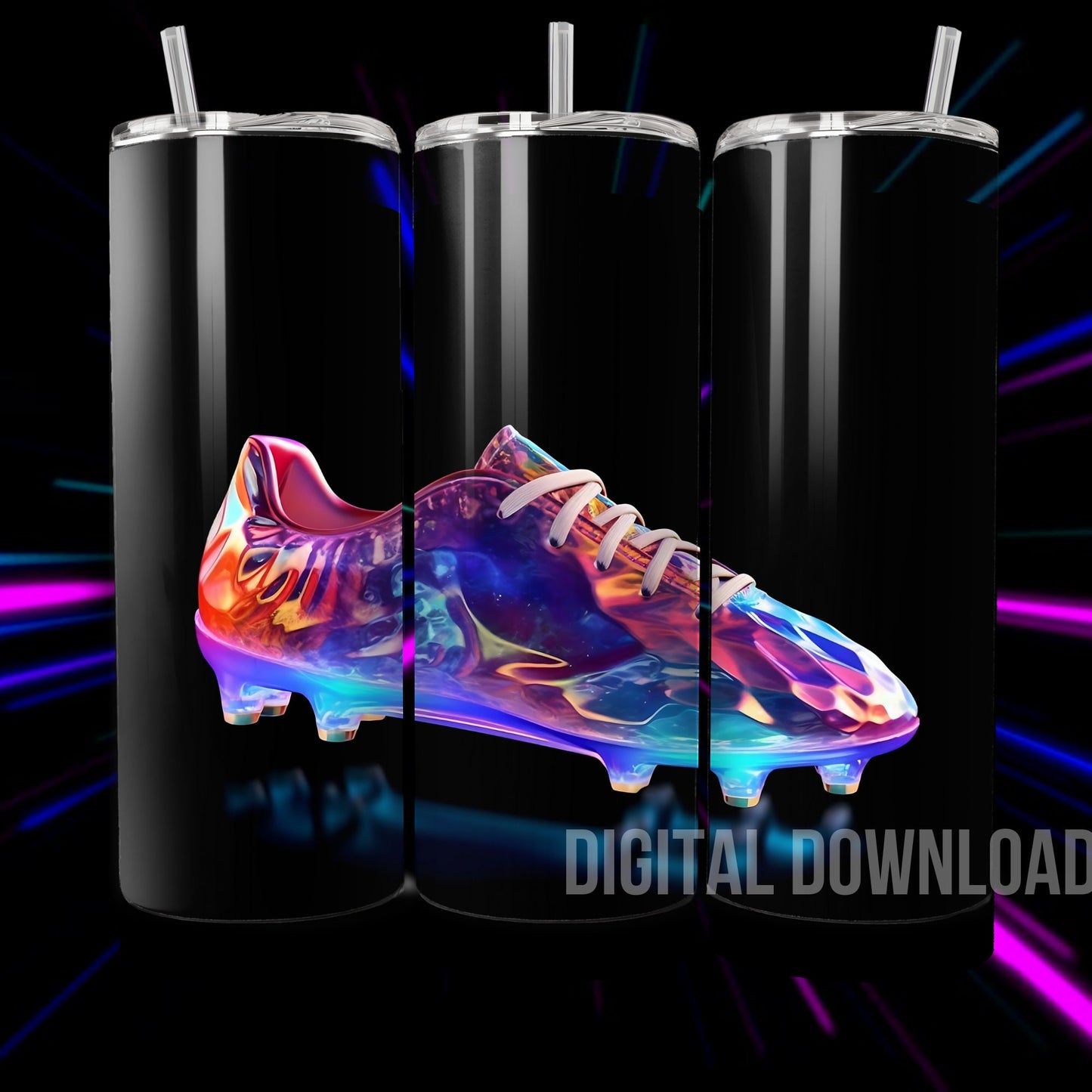 3D Tumbler Wrap Sublimation Football Shoes, Sublimation, Skinny 20 oz Tumbler Wrap, Digital File