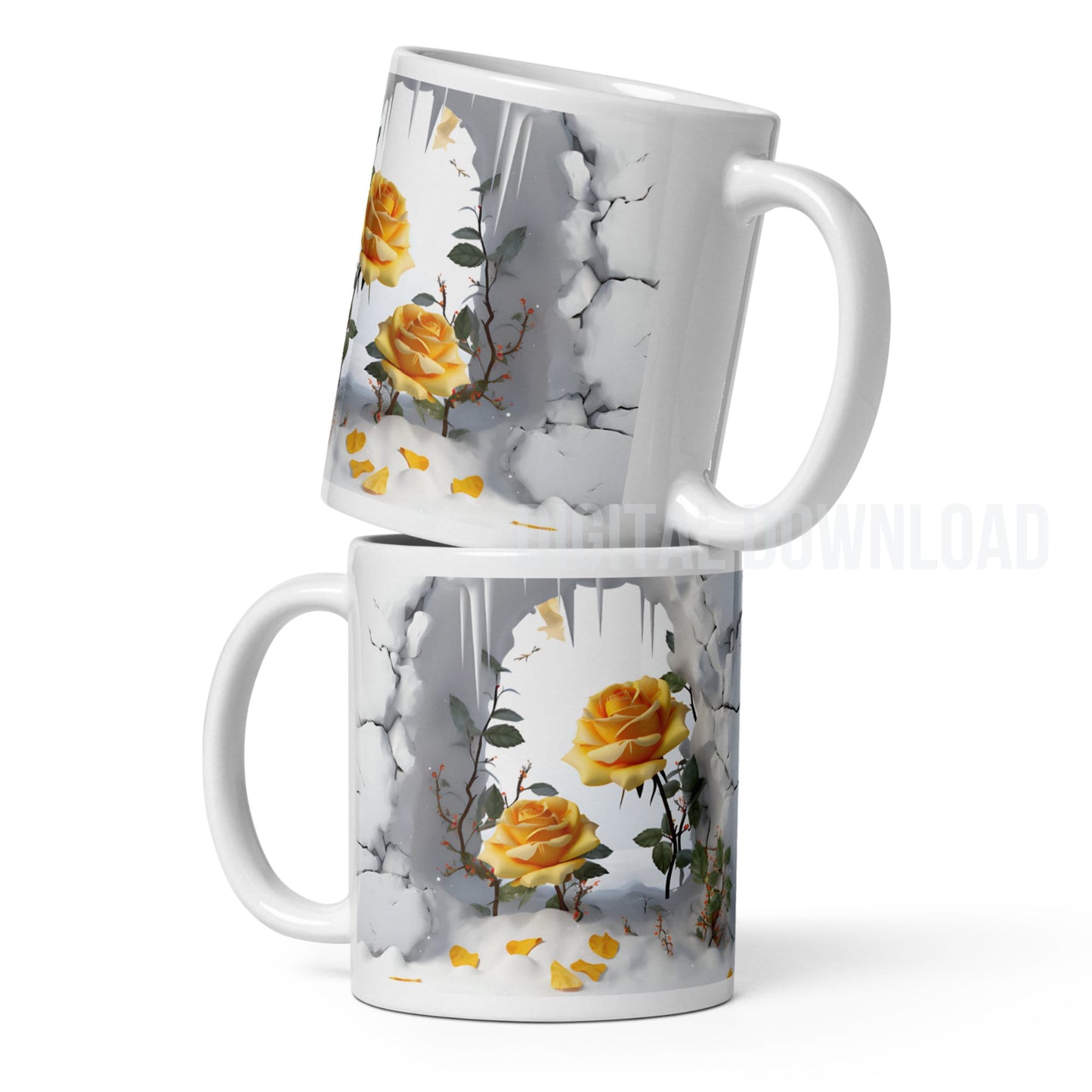 Mug Wrap 11oz Bundle Roses 3D Design Digital Download File Sublimation PNG