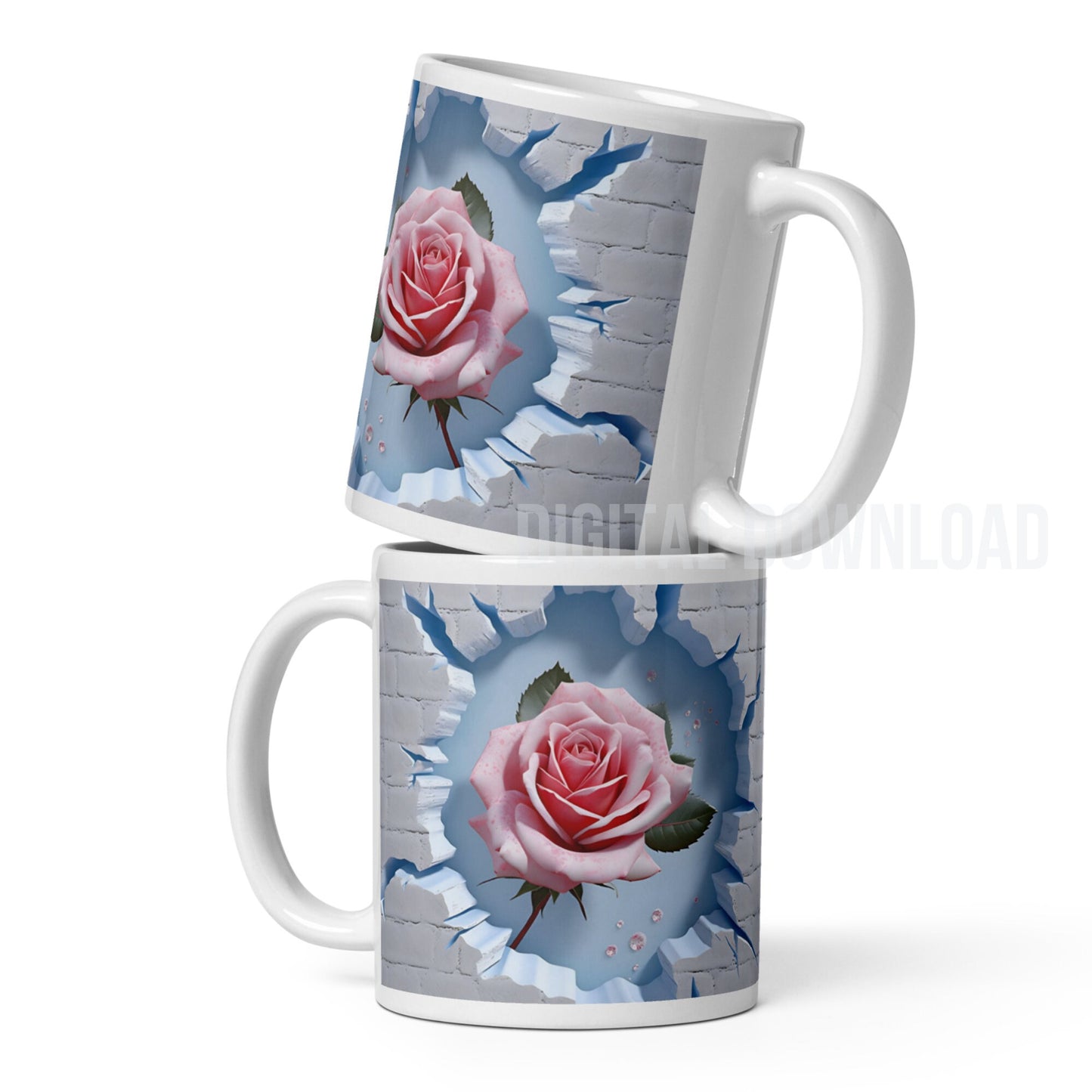 Mug Wrap 11oz Bundle Roses 3D Design Digital Download File Sublimation PNG