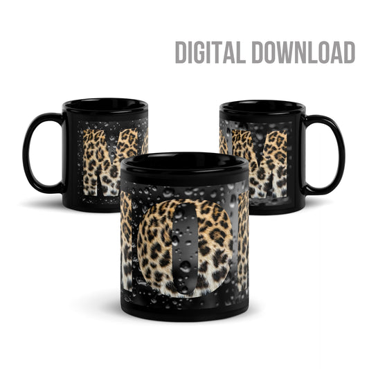 Leopard Mom Mug Wrap 11 oz, Mom Mug Design, Digital Mug File, 11oz Sublimation Mug, PNG File, Digital Download, Mother's Day PNG Design