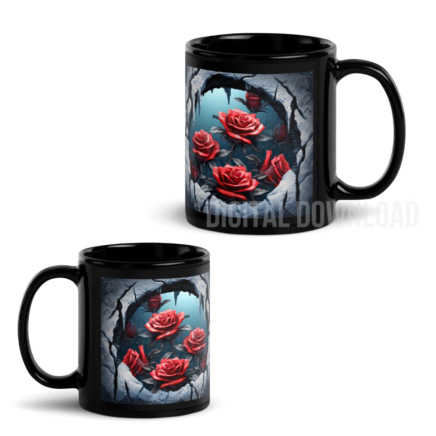 Mug Wrap 11oz Bundle Roses 3D Design Digital Download File Sublimation PNG