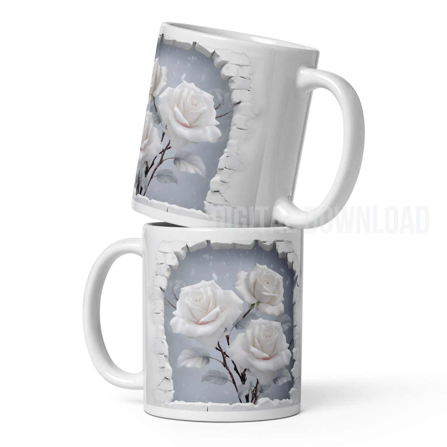 Mug Wrap 11oz Bundle Roses 3D Design Digital Download File Sublimation PNG