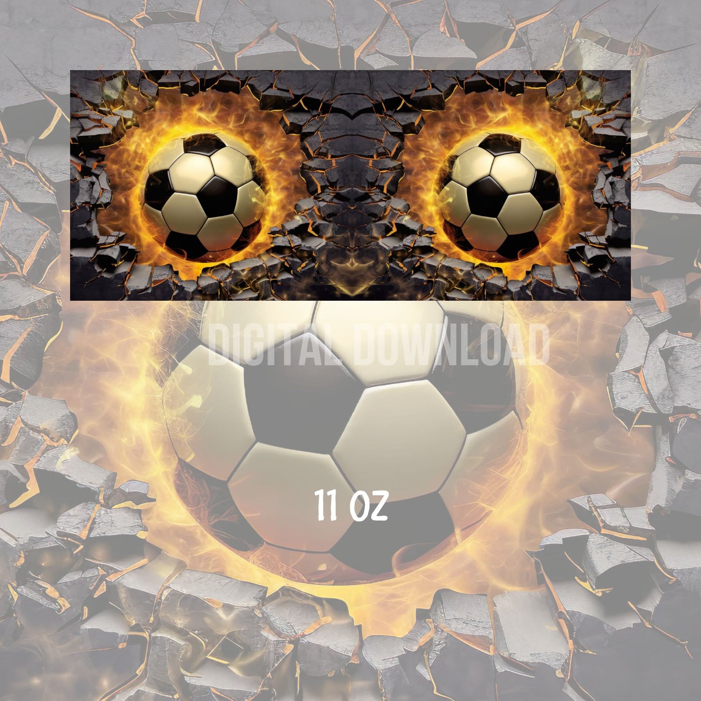 3D Soccer Ball Mug Wrap Sublimation, Men Digital print design, Football 11oz Coffee Cup Template