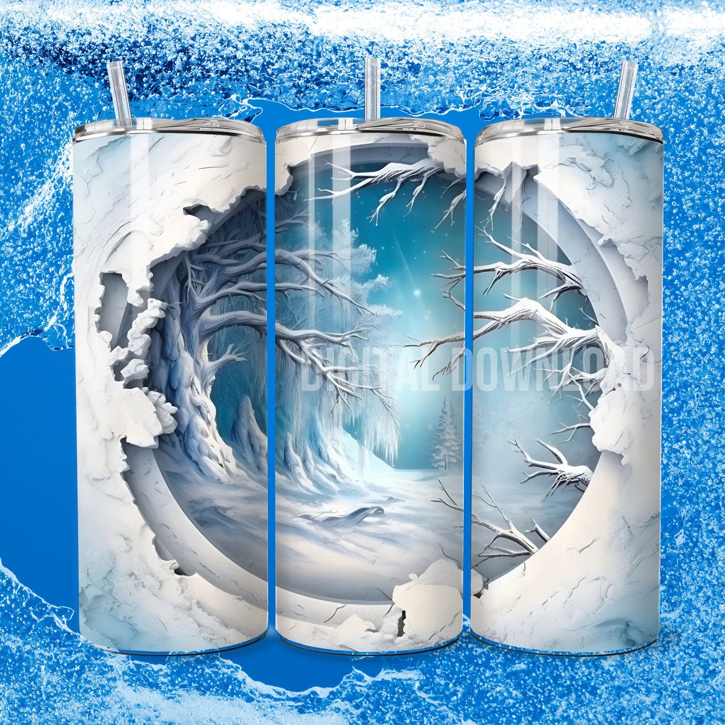 Butterfly Winter Bundle 3D Tumbler Mug Cup Cover Wrap Sublimation PNG Instant Digital Download