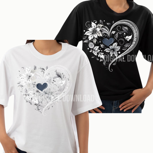 Valentin Day T Shirt design Heart Digital PNG Clipart Mug Wrap Tote Bag