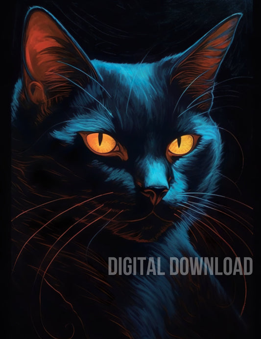 Black Cat Digital Download Sublimation PNG file