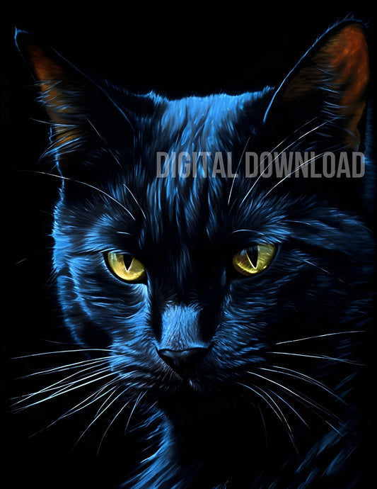 Black Cat Digital Download Sublimation PNG file