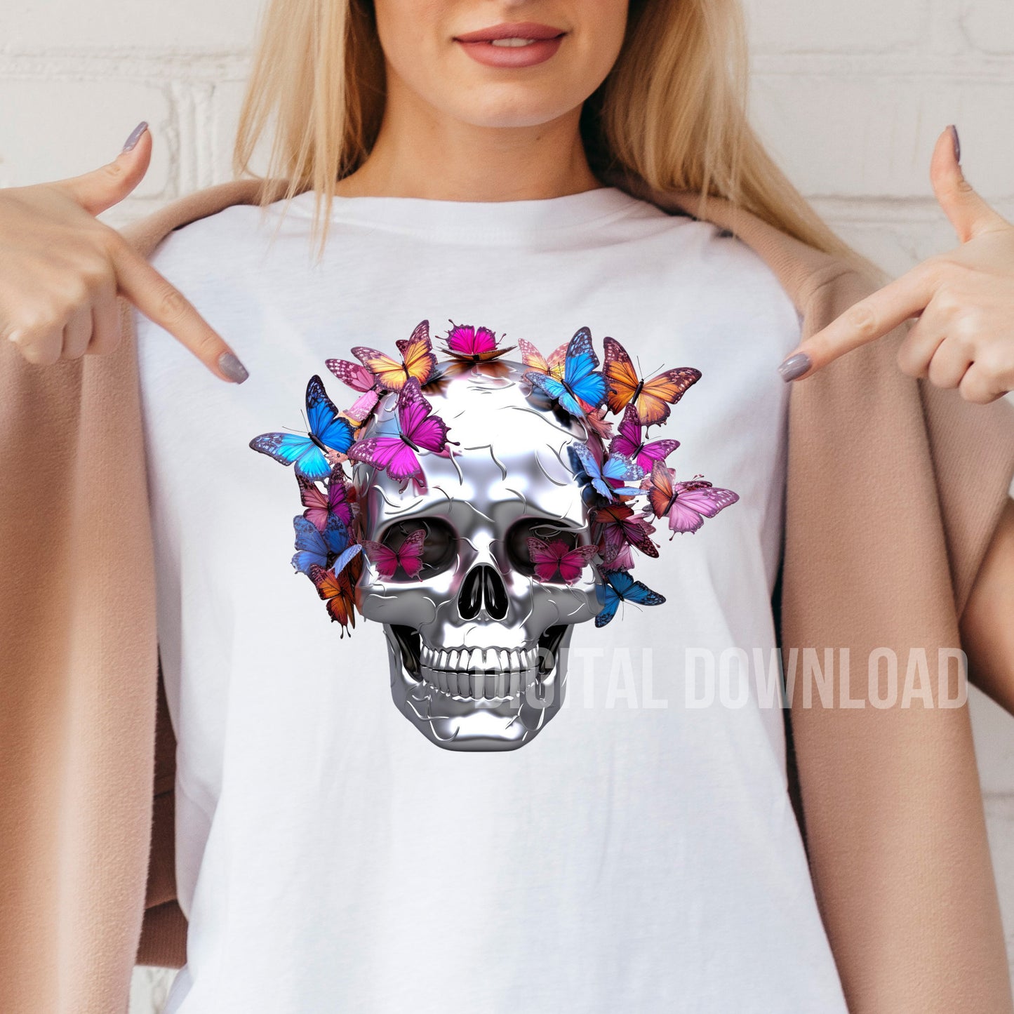 Skull PNG Shirt Designs Bundle for Sublimation Skeleton Floral Digital Download