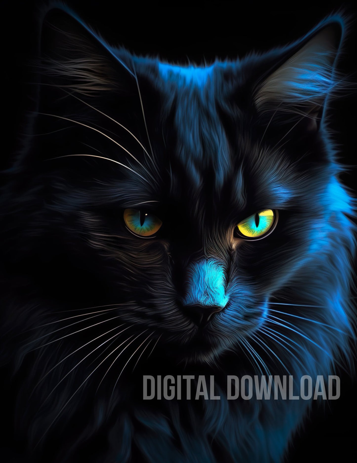 Black Cat Digital Download Sublimation PNG file