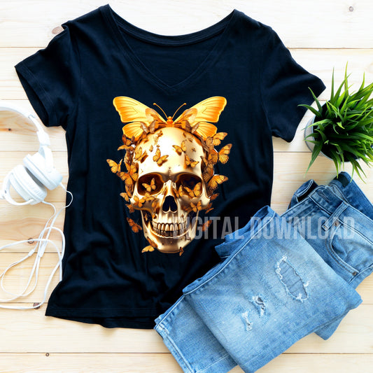 Skull PNG Shirt Designs for Sublimation Skeleton Floral Digital Download