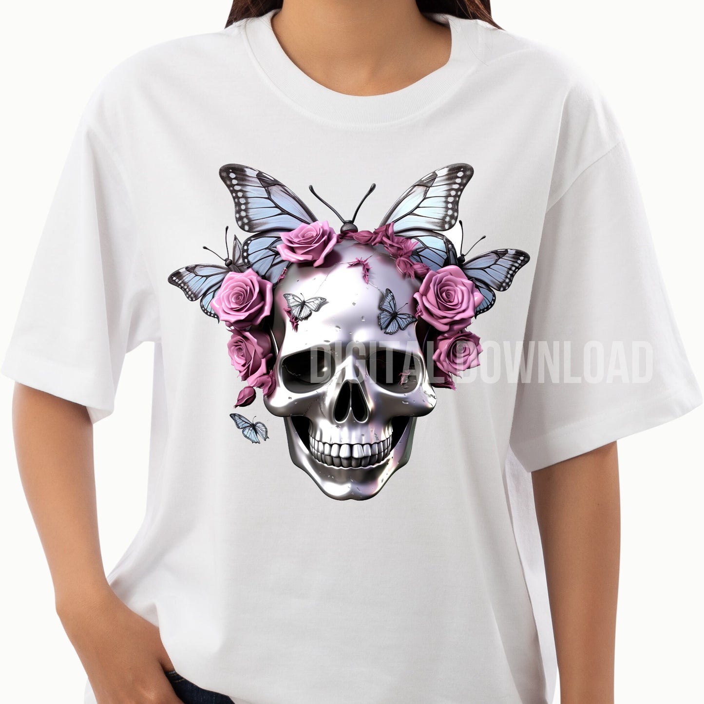 Skull PNG Shirt Designs Bundle for Sublimation Skeleton Floral Digital Download