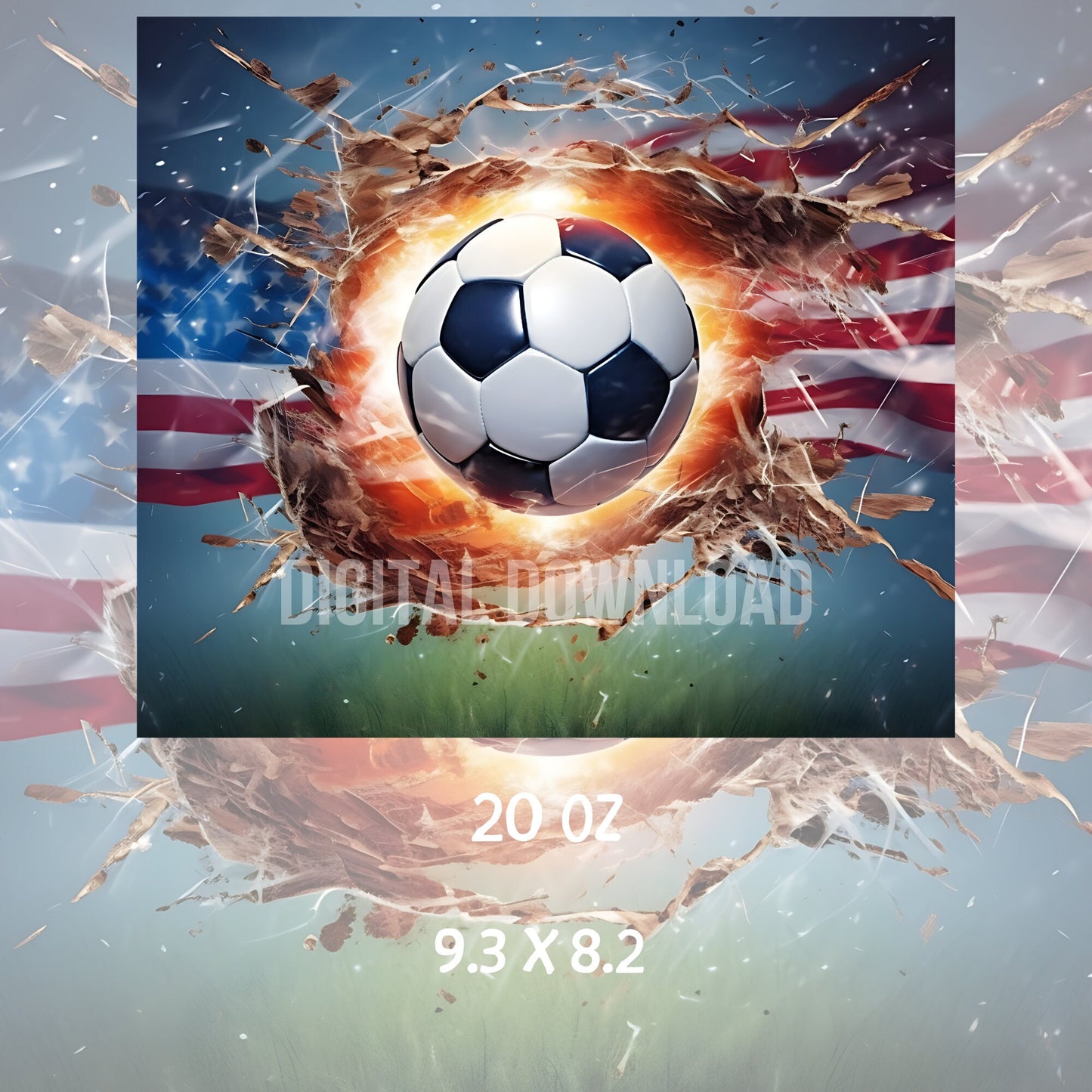 Football Tumbler Wrap Soccer Ball 3D Sublimation Design Digital Download PNG file