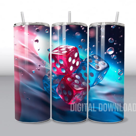 Dice Set Tumbler Wrap Sublimation Design PNG 20oz Skinny