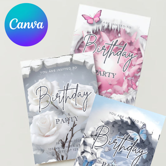 Birthday Invitation Canva Template Invite Download Editable Event Party Celebration Customizable