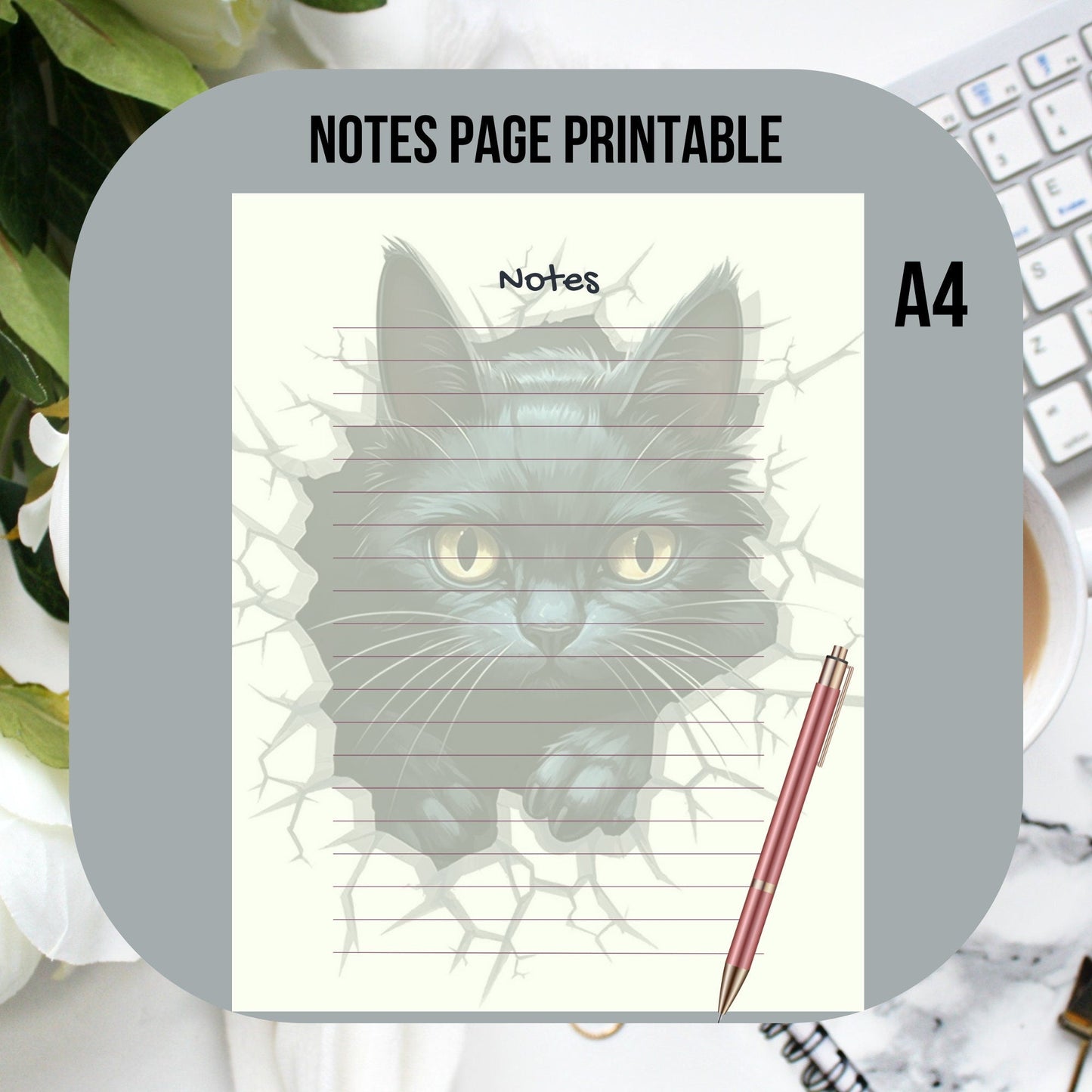 Illustrated Notes Page Printable 8.5*11, Lined Notes Template, Note Taking, Writing Paper, Notes Planner Insert, Instant Download PDF A4 - Art World Around You