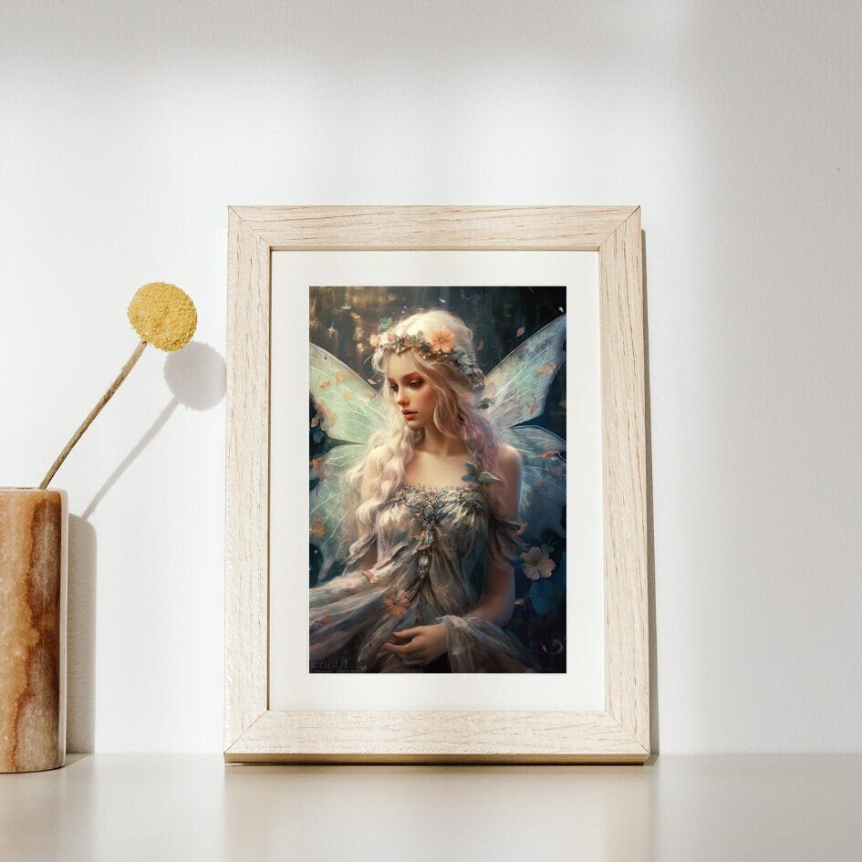 Junk Journal Poster Cover Album Angelic Fairy Digital Image Instant Download Digital Fantasy Art Printable - Art World Around You