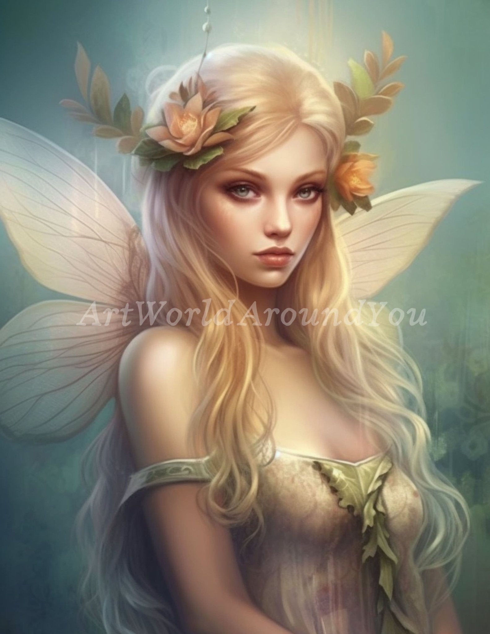 Junk Journal Poster Cover Album Angelic Fairy Digital Image Instant Download Digital Fantasy Art Printable - Art World Around You