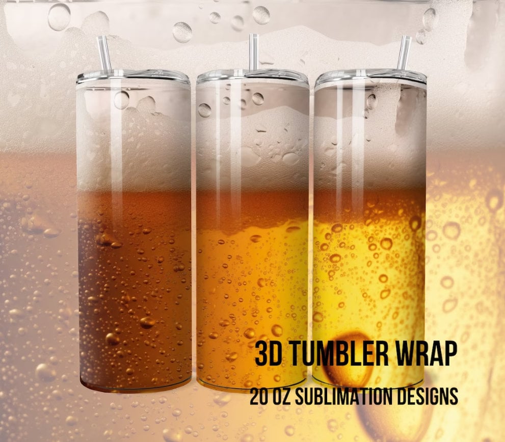 Men Tumbler Wrap Bundle Beer Football Whiskey Dice 3D Digital Download Sublimation PNG Skinny 20 oz Design - Art World Around You