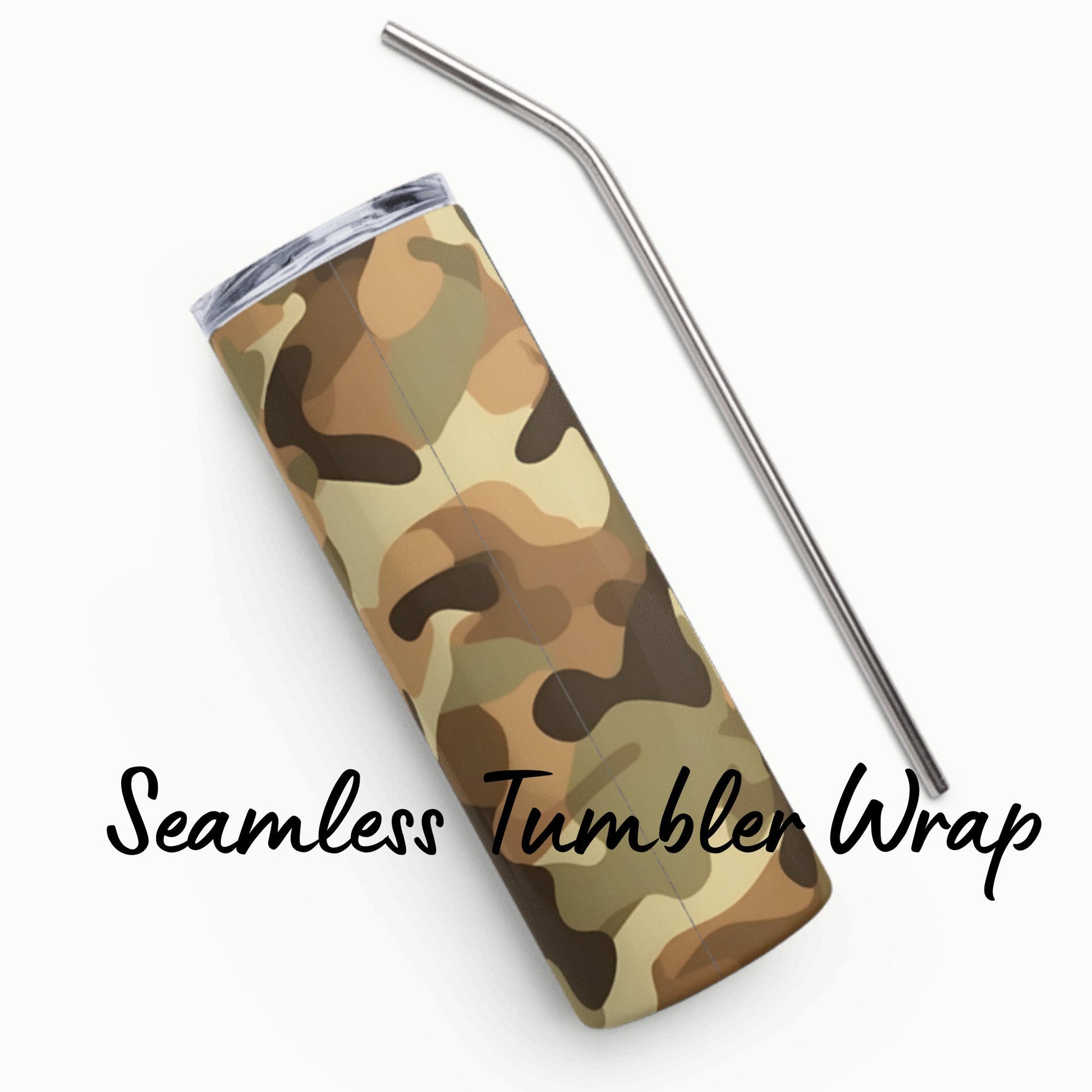 Military Tumbler Wrap Digital Camouflage Seamless Download Sublimation PNG Skinny 20 oz 3D Design Green Khaki Camo - Art World Around You