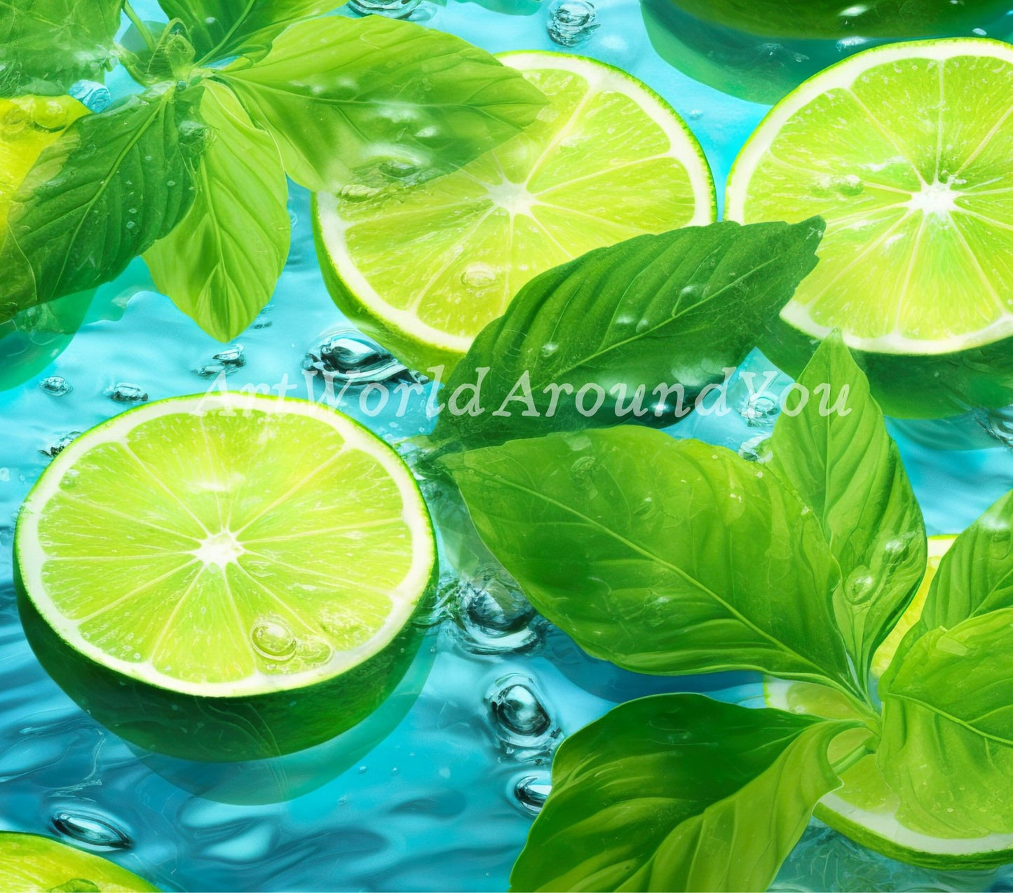 Mojito Tumbler Wrap Sublimation Digital Design Lime Mint Lemon Skinny 20 oz PNG - Art World Around You