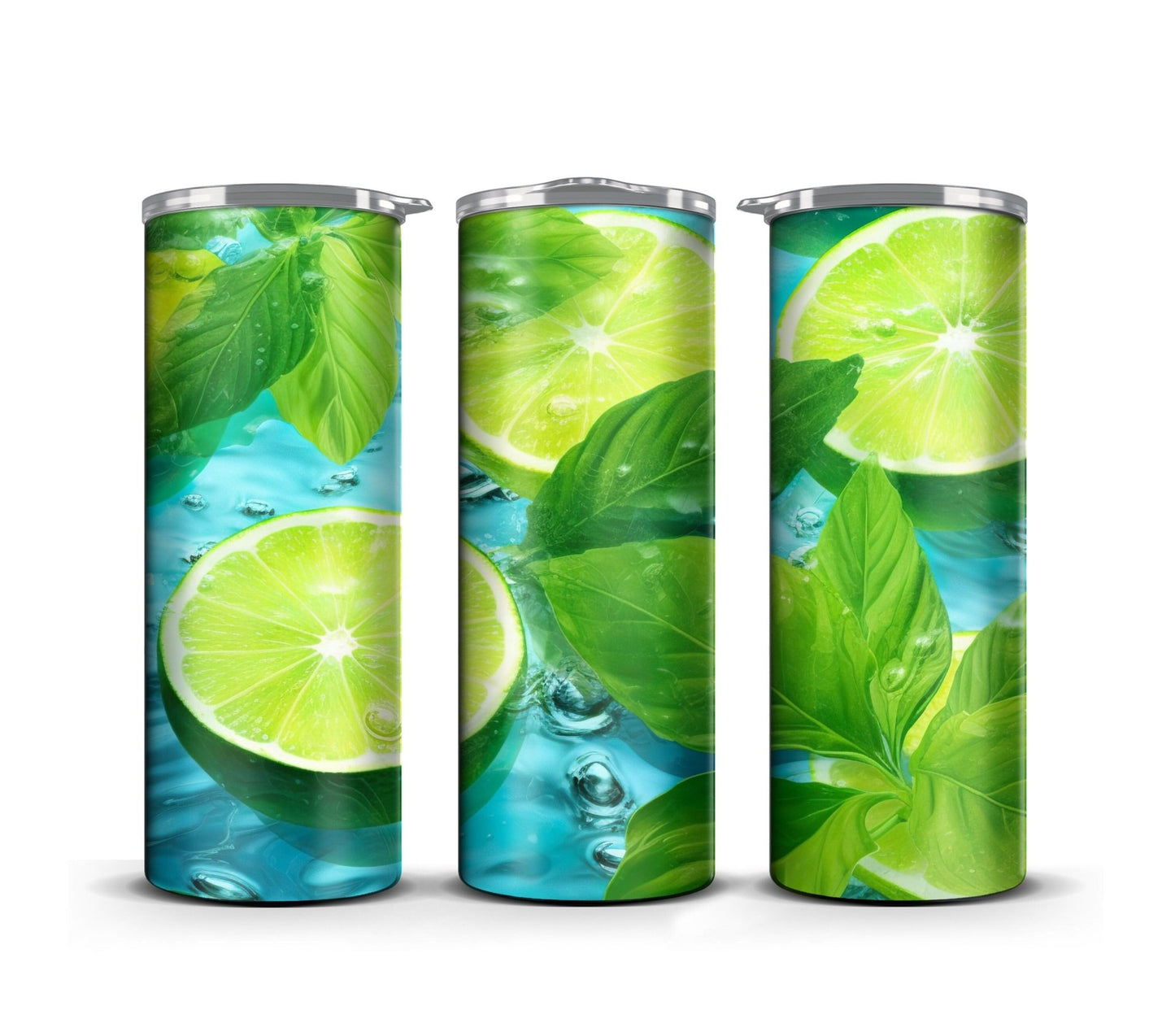 Mojito Tumbler Wrap Sublimation Digital Design Lime Mint Lemon Skinny 20 oz PNG - Art World Around You