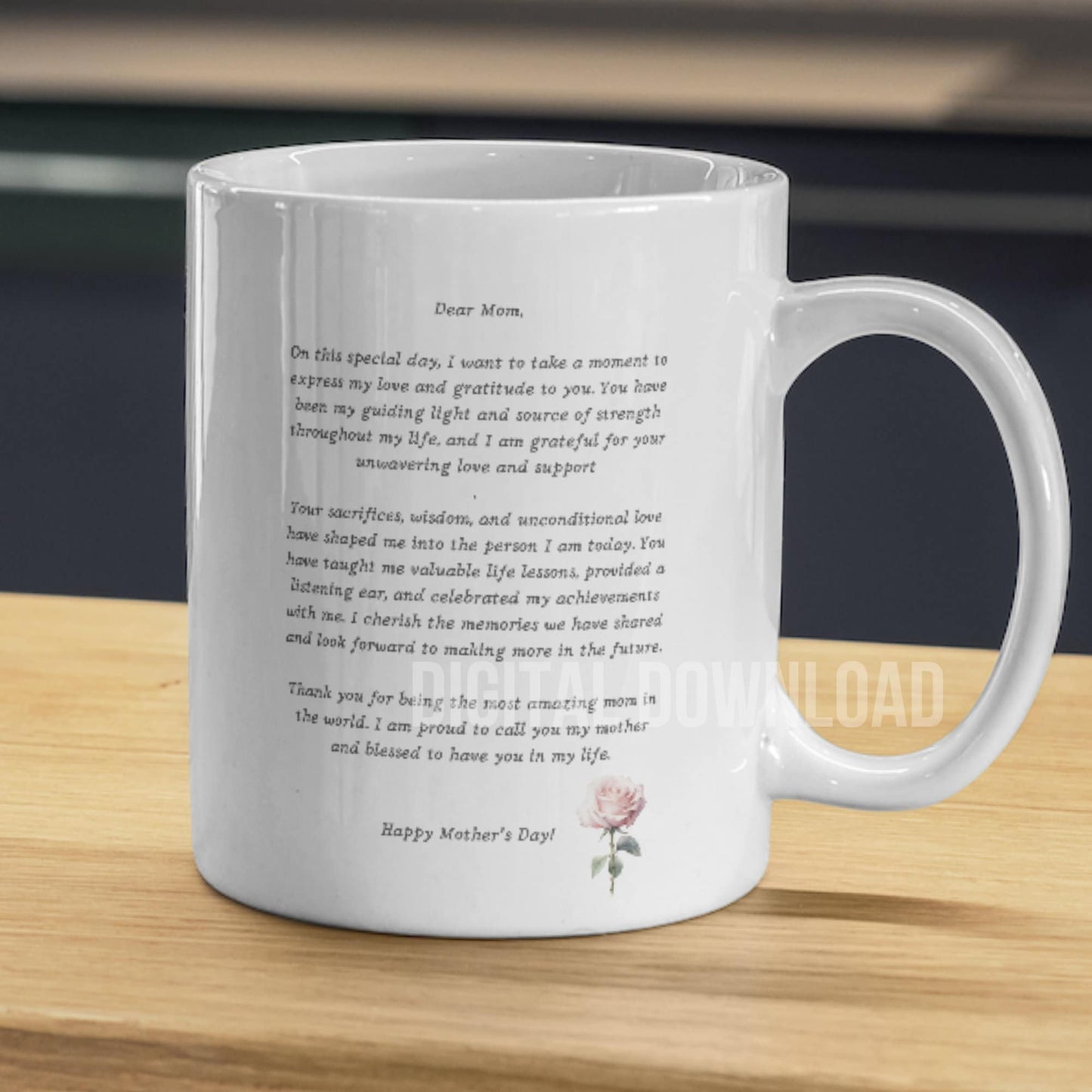 Mother's Day Mug Wrap Download Digital PNG file Congratulatory text for Mom Printable - Art World Around You