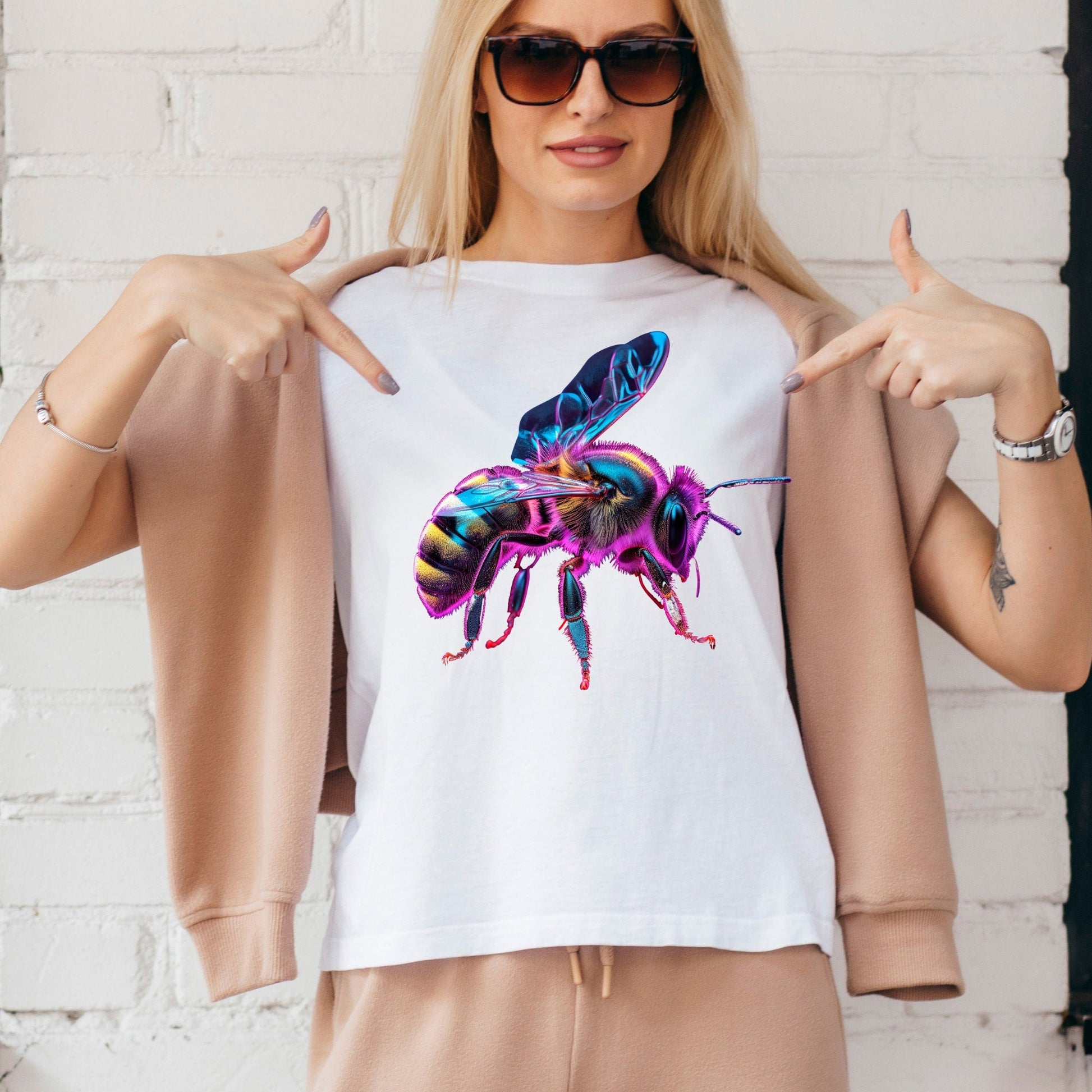 Neon Bee Download Digital Sublimation PNG file Mug Wrap Shirt Designs Wall stickers png - Art World Around You