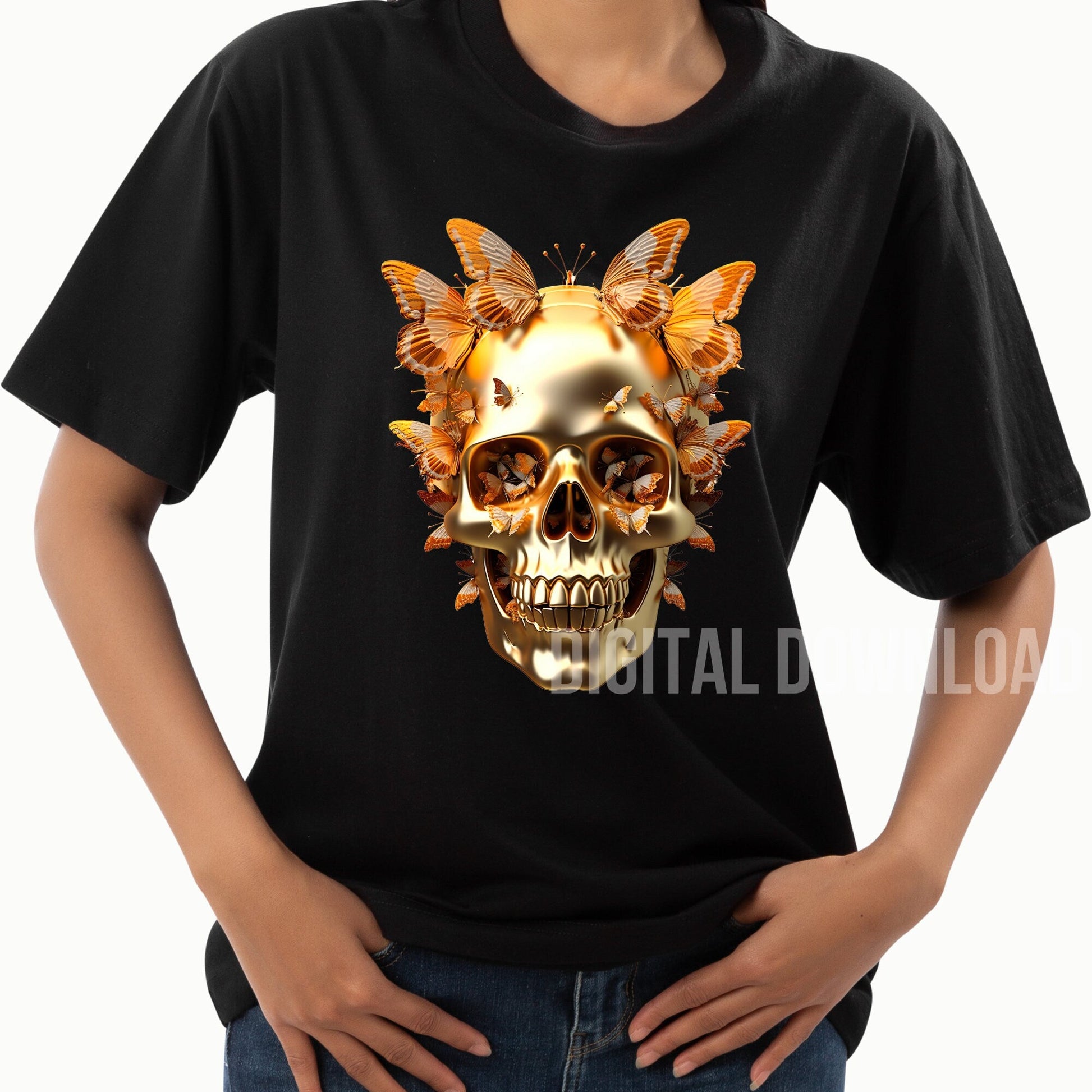 Skull PNG Shirt Designs Bundle for Sublimation Skeleton Floral Digital Download - Art World Around You