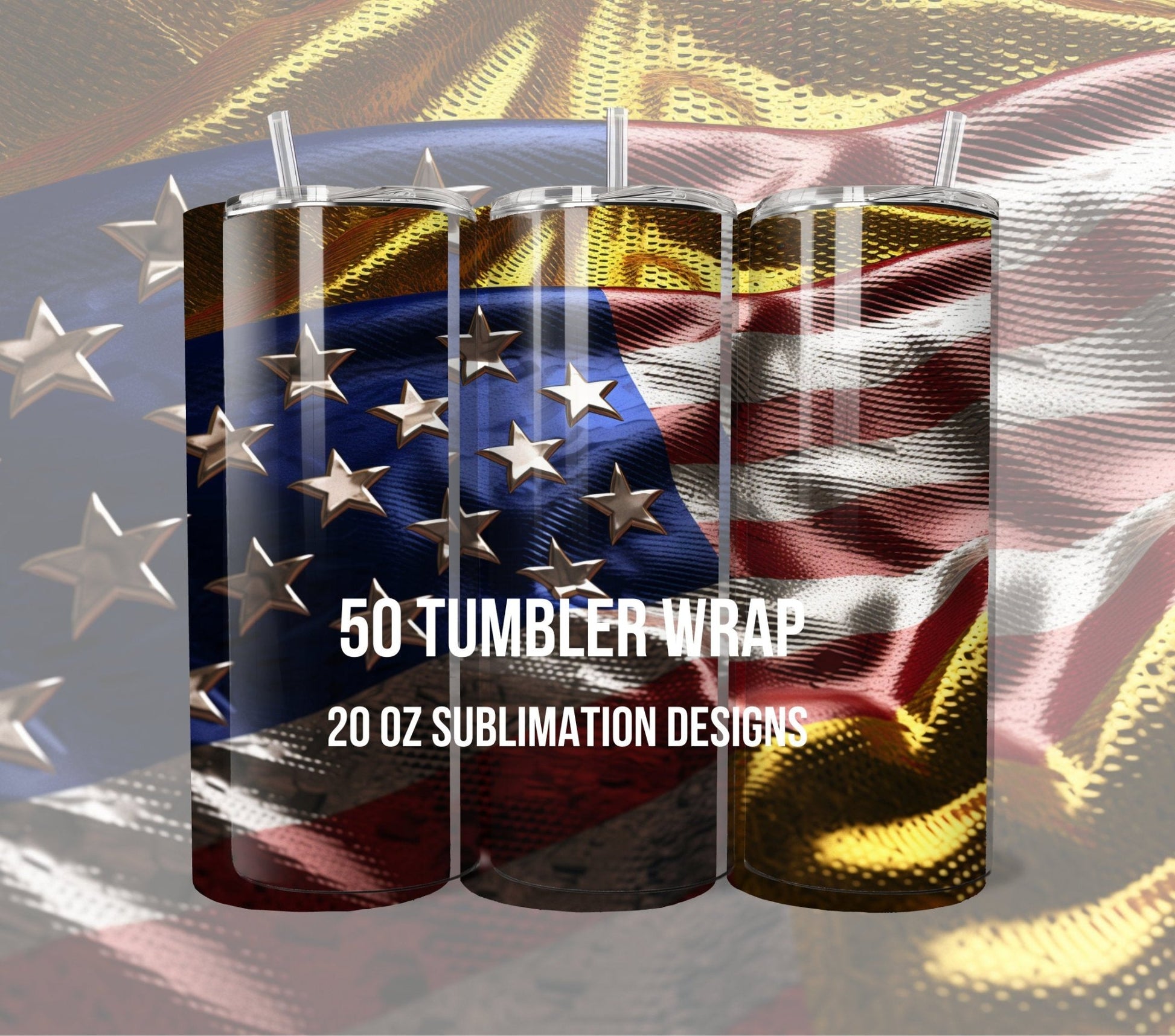 Tumbler Wrap Bundle 3D 4th of July Memorial Day Flag USA Digital Download - Art World Around You